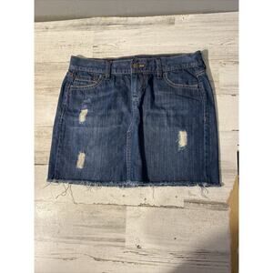 Old Navy Denim Skirt Womens 4 Distressed Blue Raw Hem‎